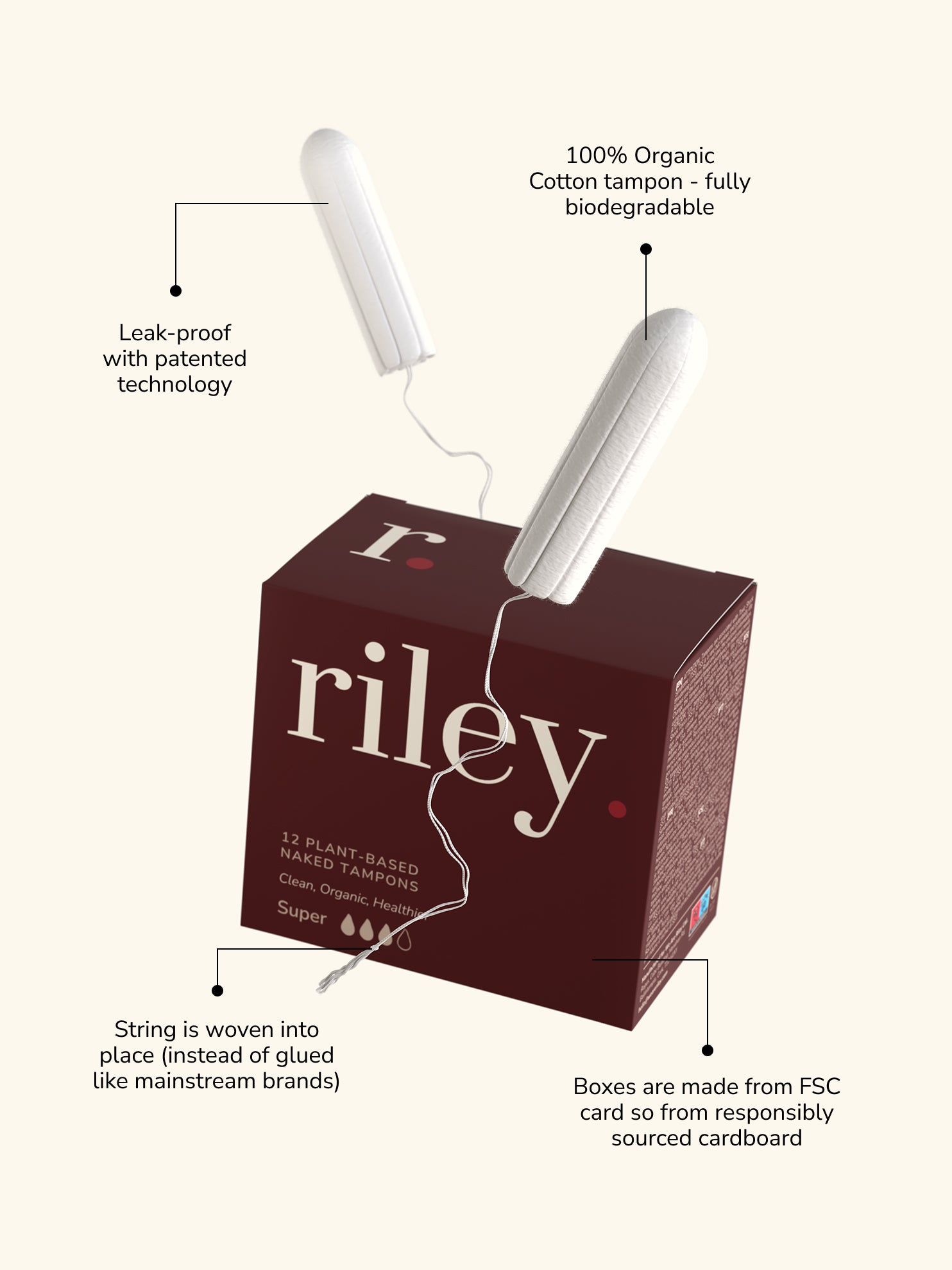 Organic Cotton Naked Tampons